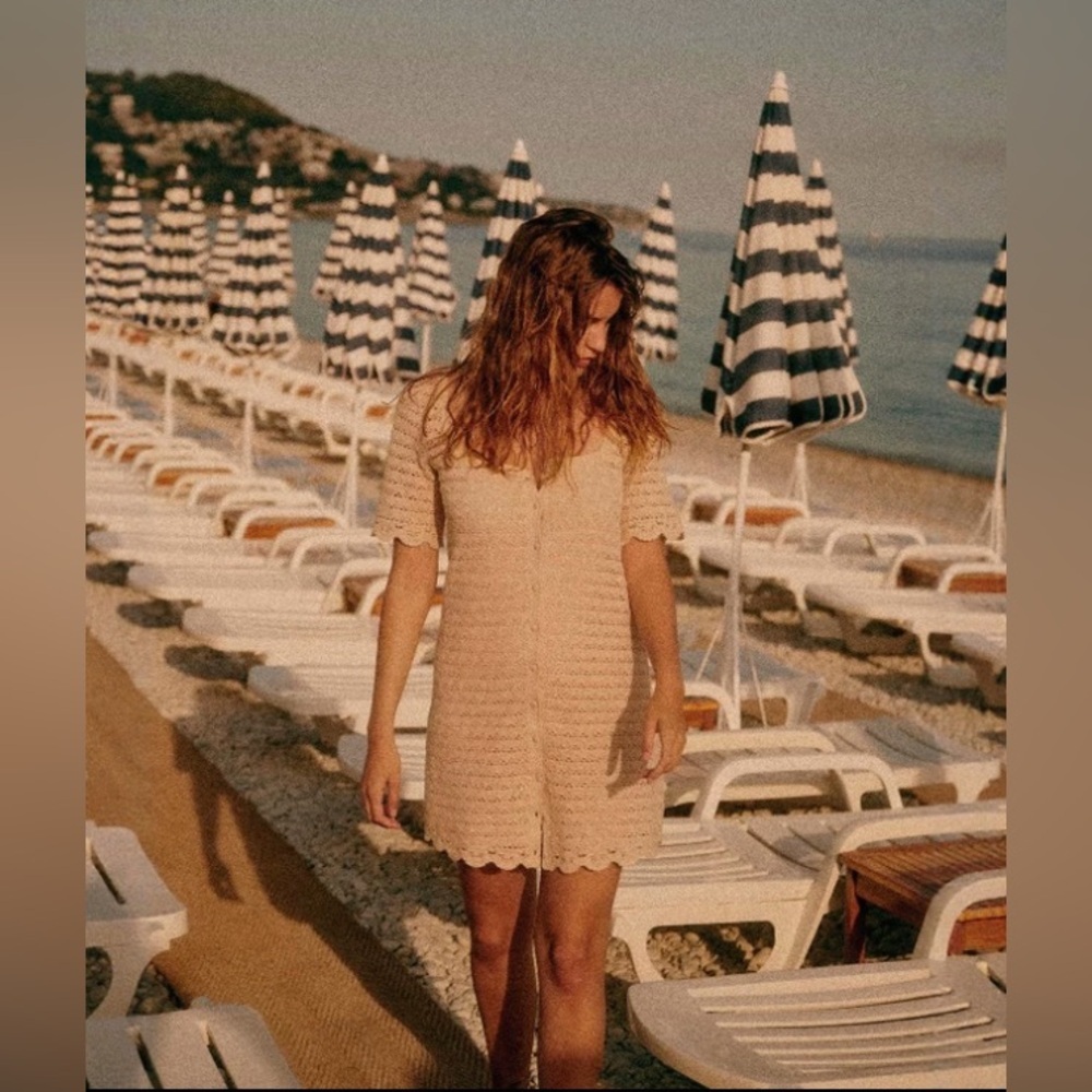 New Sezane Cassey Beige Knit Beach Dress